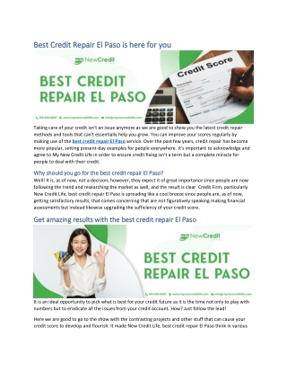 Best Credit Repair El Paso is here for you