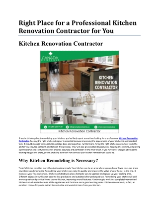 Trustworthy and Professional Kitchen Renovation Contractor is Near You