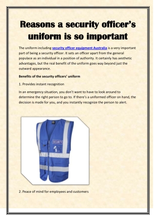 Reasons a security officer’s uniform is so important