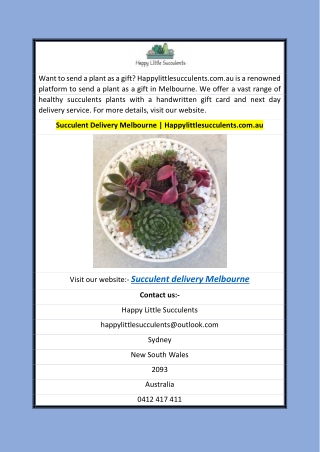Succulent Delivery Melbourne  Happylittlesucculents.com.au