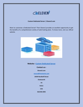 Custom Dedicated Server  Eleven2