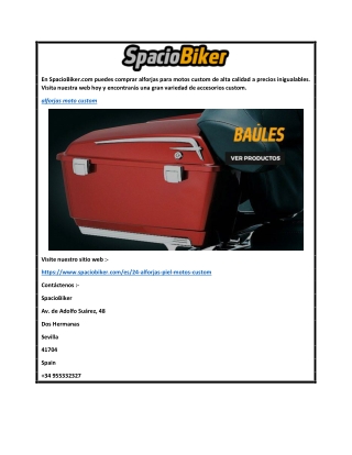 Compra Alforjas para Motos Custom en SpacioBiker