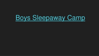 Boys Sleepaway Camp