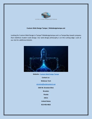 Custom Web Design Tampa  Webdesigntampa.net
