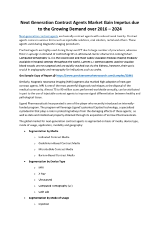 Next Generation Contrast Agents Market