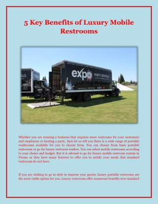 5 Key Benefits of Luxury Mobile Restrooms