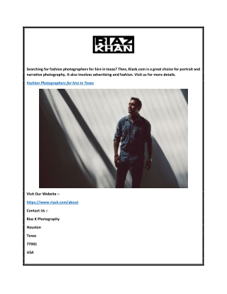 Fashion Photographers for Hire in Texas  Riazk.com