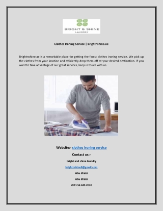 Clothes Ironing Service  Brightnshine.ae