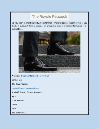 Burgundy formal shoes for men | Theroyalepeacock.com