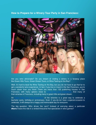 How to Prepare for a Winery Tour Party in San Francisco
