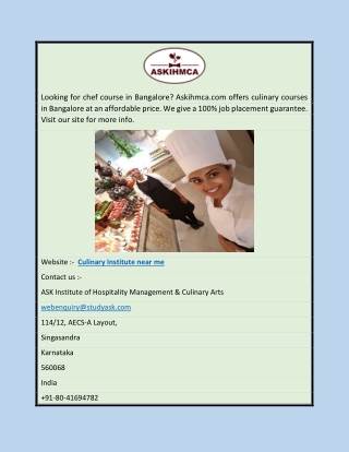 Culinary Institute Near Me | Askihmca.com