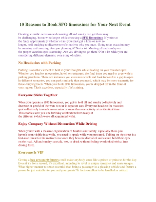 10 Reasons to Book SFO limousines for Your Next Event