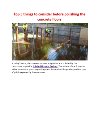 Top 5 things to consider before polishing the concrete floors