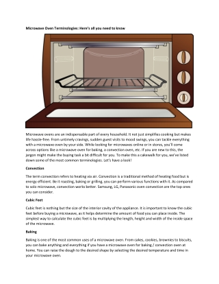 Microwave Oven Terminologies