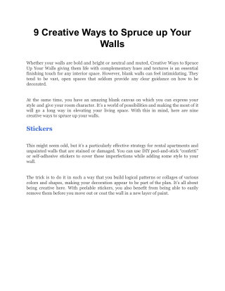 9 Creative Ways to Spruce up Your Walls
