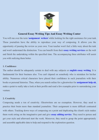 General Essay Writing Tips And Essay Writing Center
