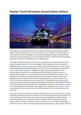 Popular Tourist Attractions Around Sydney Harbour
