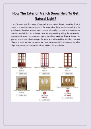 How The Exterior French Doors Help To Get Natural Light?