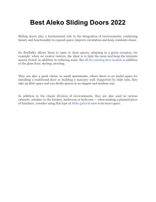 Best Aleko Sliding Doors 2022