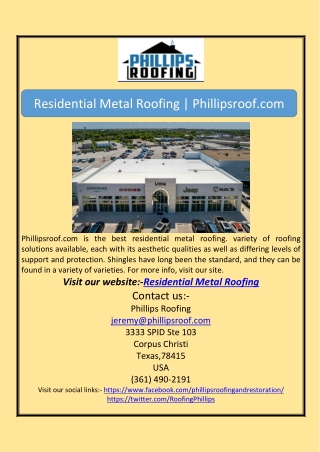 Residential Metal Roofing | Phillipsroof.com