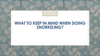 What to Keep In Mind When Doing Snorkeling