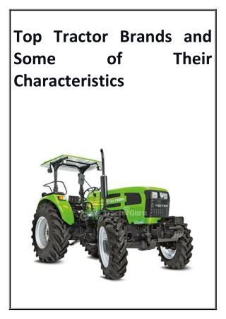 Top Tractor Brands and Some of Their Characteristics