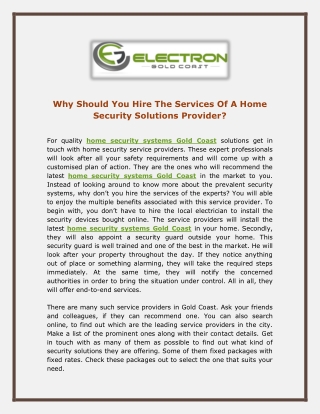 Why Should You Hire The Services Of A Home Security Solutions Provider