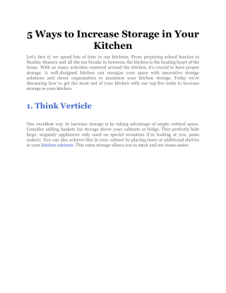 5 Ways to Increase Storage in Your Kitchen