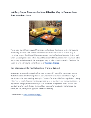 The Most Effective Way to Finance Your Furniture Purchase in 6 Easy Steps