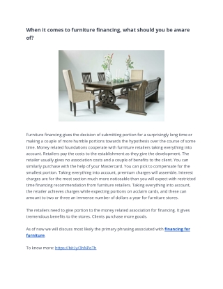 When it comes to furniture financing, what should you be aware of?