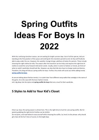 Spring Outfits Ideas For Boys In 2022