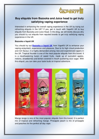 Bazooka e liquid UK