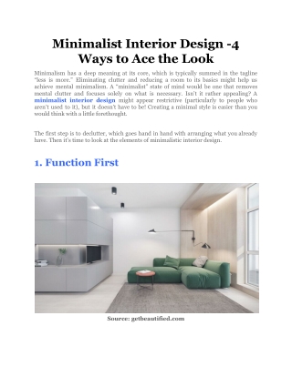Minimalist Interior Design -4 Ways to Ace the Look