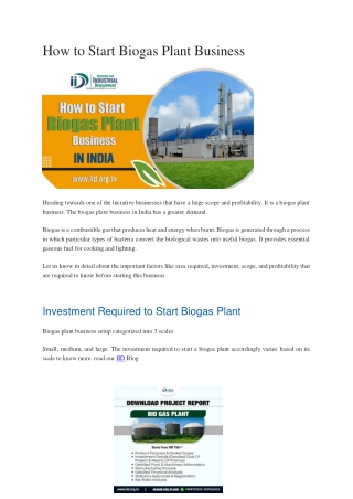 How to Start Biogas Plant Business Word
