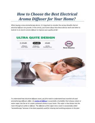 How to Choose the Best Electrical Aroma Diffuser for Your Home?