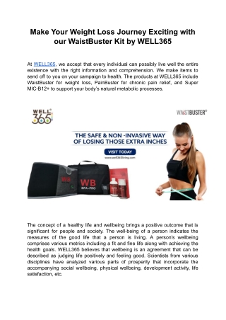 Make Your Weight Loss Journey Exciting with our WaistBuster Kit by WELL365