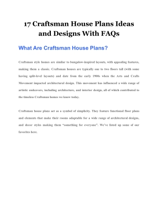 17 Craftsman House Plans Ideas and Designs With FAQs