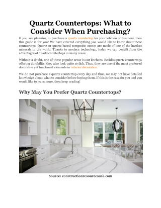 Quartz Countertops_ What to Consider When Purchasing_