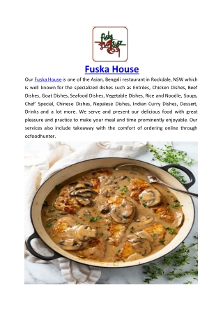 Fuska House Restaurant Menu Rockdale, NSW | 5% off
