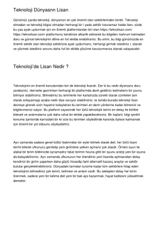 Teknoloji Dünyasının Lisanı
