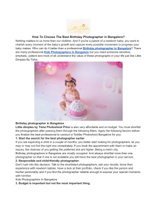 How To Choose The Best Birthday Photographer in Bangalore_