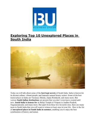 Exploring Top 10 Unexplored Places in South India