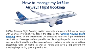 How to manage my JetBlue Airways Flight Booking