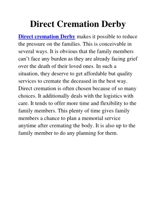 direct cremation Derby
