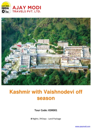 Book Kashmir Vaishnodevi Tour Packages with Ajay Modi Travels
