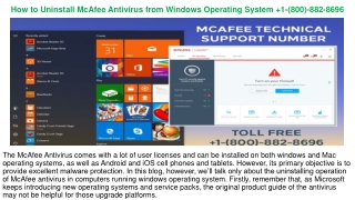 Problem to Uninstall McAfee Antivirus from Windows Operating System +1 (888) 324-5552