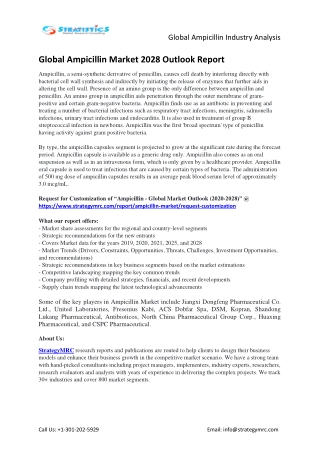 Global Ampicillin Market Drivers, Opportunities, Developments, Revenue