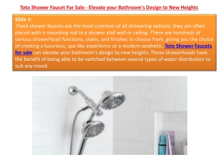 Toto Shower Faucet For Sale - Elevate your Bathroom's Design to New Heights
