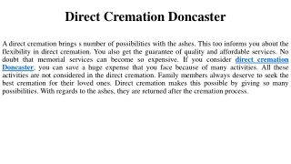 Direct Cremation Doncaster