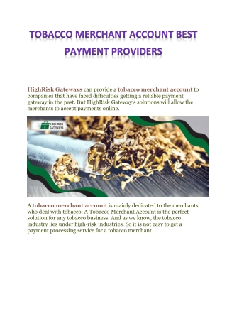 Tobacco Merchant Account Best Payment Providers